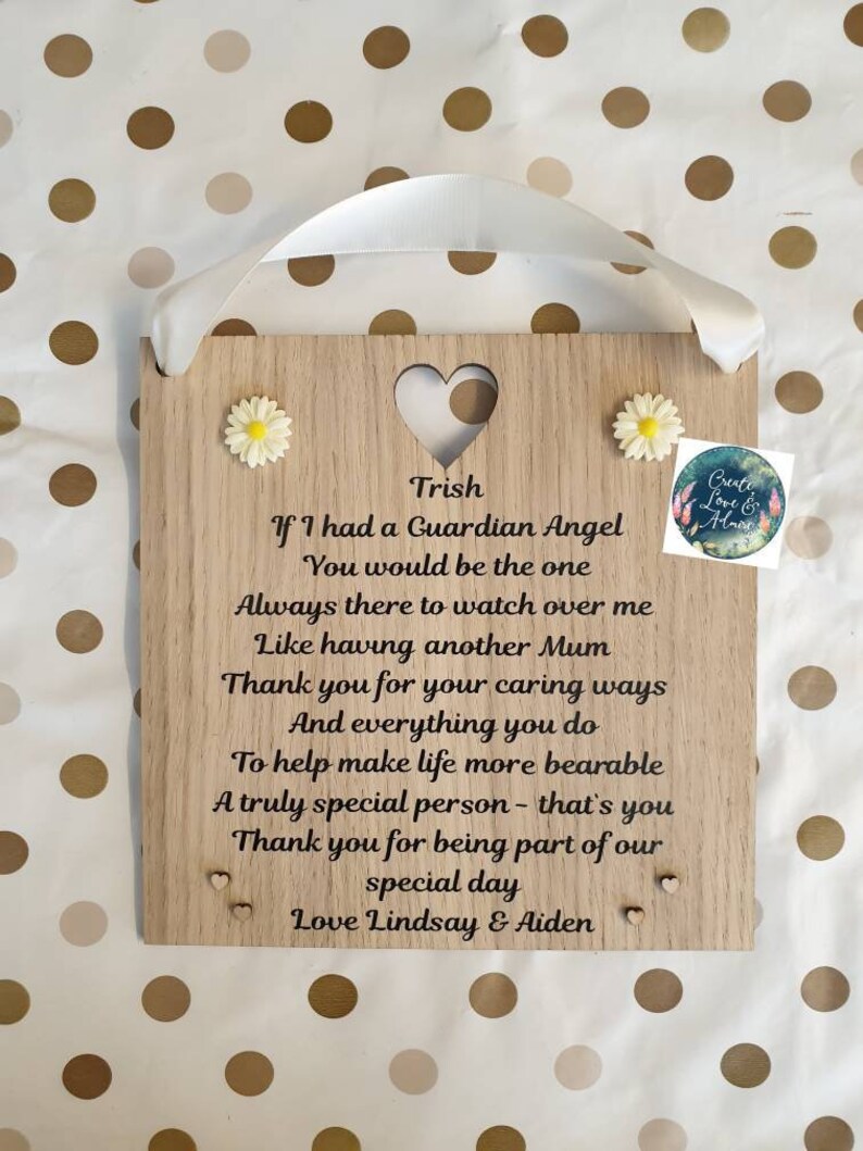 Mother/'s Mum Mummy Mam Gift Guardian Angel Personalised keepsake Day thank you