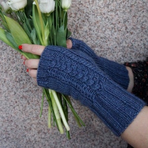 Hand knit fingerless mitts Hygge cozy knits Fingerless knit gloves Handmade winter Womens Ladies mittens Wrist warmers