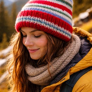 Striped Knit Beanie - Etsy