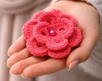 Flower pin brooch Handmade clothing accessories Floral boutonniere Rose pin crochet Choose your color Decorative brooch Gift for her