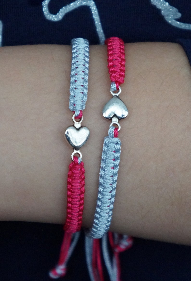 Macrame heart bracelets, Couples love bracelets, Friendship bracelets, Valentine's Day edition, Gift ideas for her, him, family and friends image 5