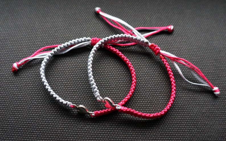 Bracelets coeur en macramé, Bracelets d'amour pour couples, Bracelets d'amitié, Édition Saint-Valentin, Idées cadeaux pour elle, lui, famille et amis image 4