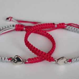 Macrame heart bracelets, Couples love bracelets, Friendship bracelets, Valentine's Day edition, Gift ideas for her, him, family and friends image 3