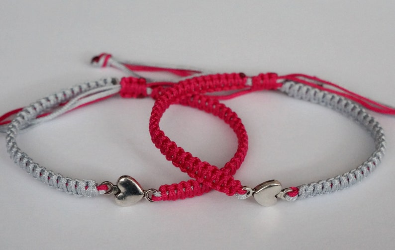 Bracelets coeur en macramé, Bracelets d'amour pour couples, Bracelets d'amitié, Édition Saint-Valentin, Idées cadeaux pour elle, lui, famille et amis image 3