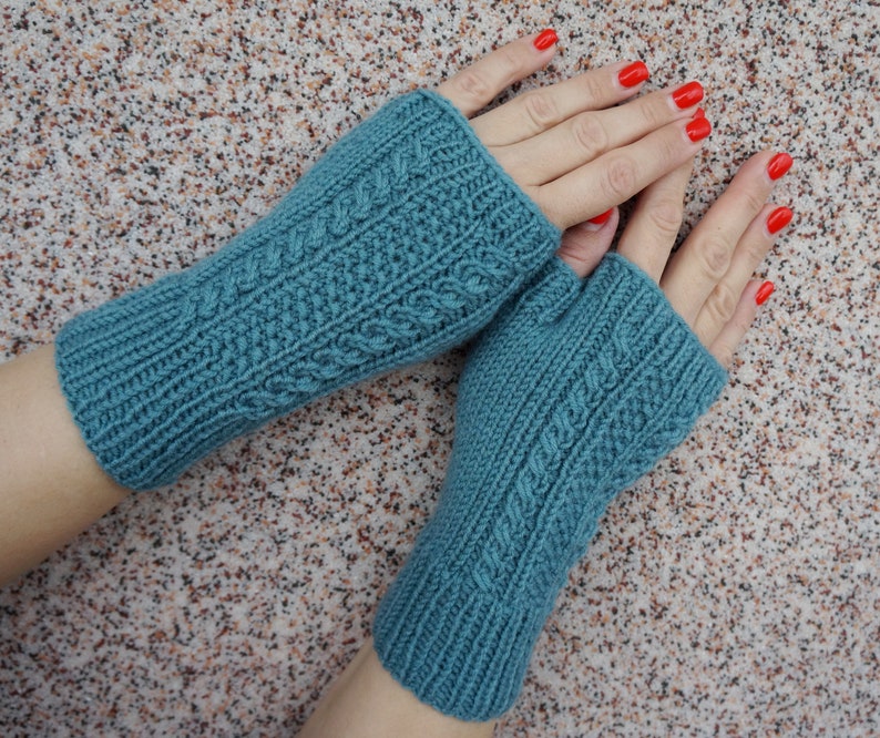Hand Knit Fingerless Mitts Hygge Cozy Knits Fingerless Knit Gloves ...