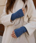Hand Knit Wool Blend Fingerless Mittens | Women’s Warm Winter Gloves | Lace Knit Arm Warmers | Custom Color Texting Gloves
