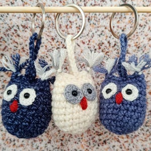 Snow owl key chain Handmade owl lovers gift Owl keychain ornament Cute owl keychain Crochet owl tote bag charm Car accessories