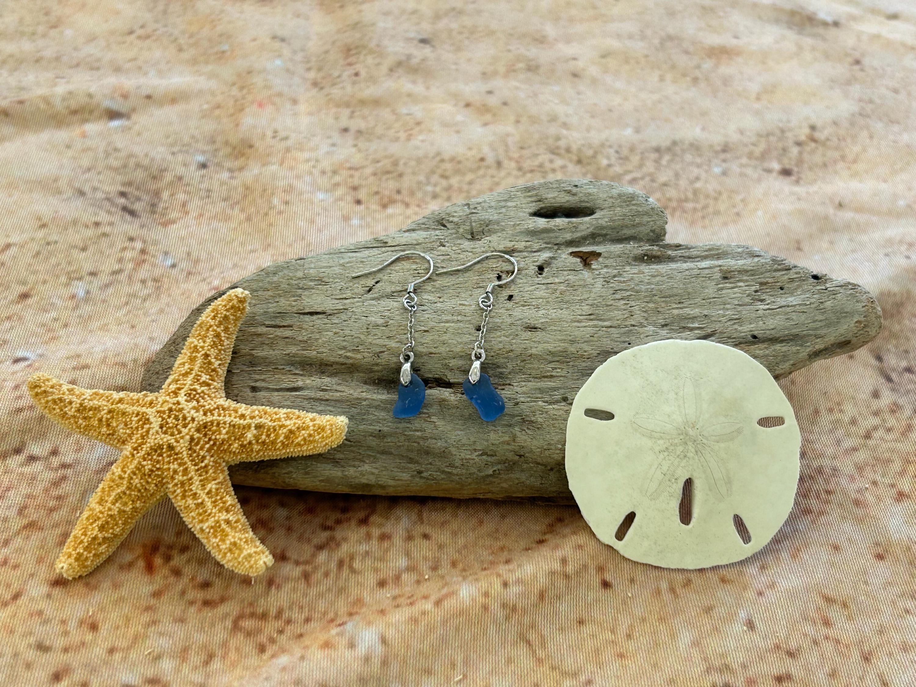 Cobalt Blue Sea Glass Earrings