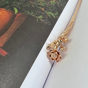 Lotus Flower Hair Stick, Gold Hair Jewelry, Gold Hair Accessories, Gold Hair Pin, Floral Hair Stick, Wedding Hair Accessories