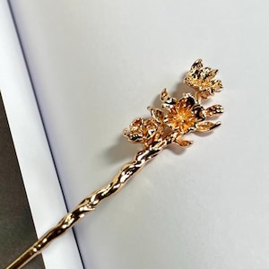 Cherry blossom Gold Hair Stick, Gold Hair Jewelry, Gold Hair Accessories, Gold Hair Pin, Floral Hair Stick,Wedding Accessories
