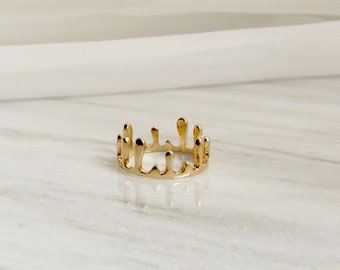 Gold Crown Ring, Gold Ring, Crown Ring, Bridesmaid Gift, Engagement Ring, Wedding Ring, Promise Ring, Cocktail Ring, Modern Ring