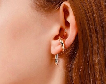Unique Gold Ear Cuff, Cuff Earrings, Gold Earrings, Gold Ear Wrap, Cartilage Earring, Wedding Earrings,Bridesmaid Earrings