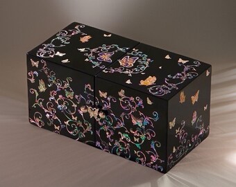 Mother of Pearl Lacquer Jewelry box | Wooden Trinket | Jewelry Organizer | Lacquer Mother of Pearl Jewelry Box