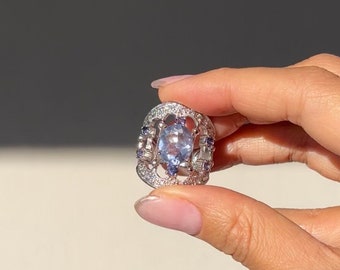 Unique Natural Gemstone Ring, Iolite Statement Silver Ring.  Statement Ring, Cocktail Ring, Gift for Wife