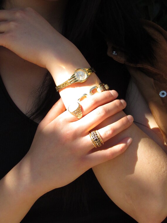 Vintage Gold Vermeil Sapphire Statement Ring, Vintage… Gem