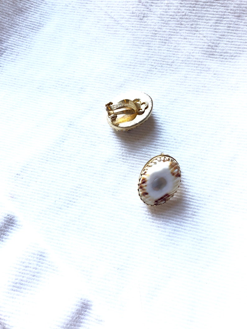 Easter Gift Gumdroip Earrings Gold Plated Gold Earrings Davis Whiting Mother of Pearl Gold Clip On Earrings Vintage Jewelry