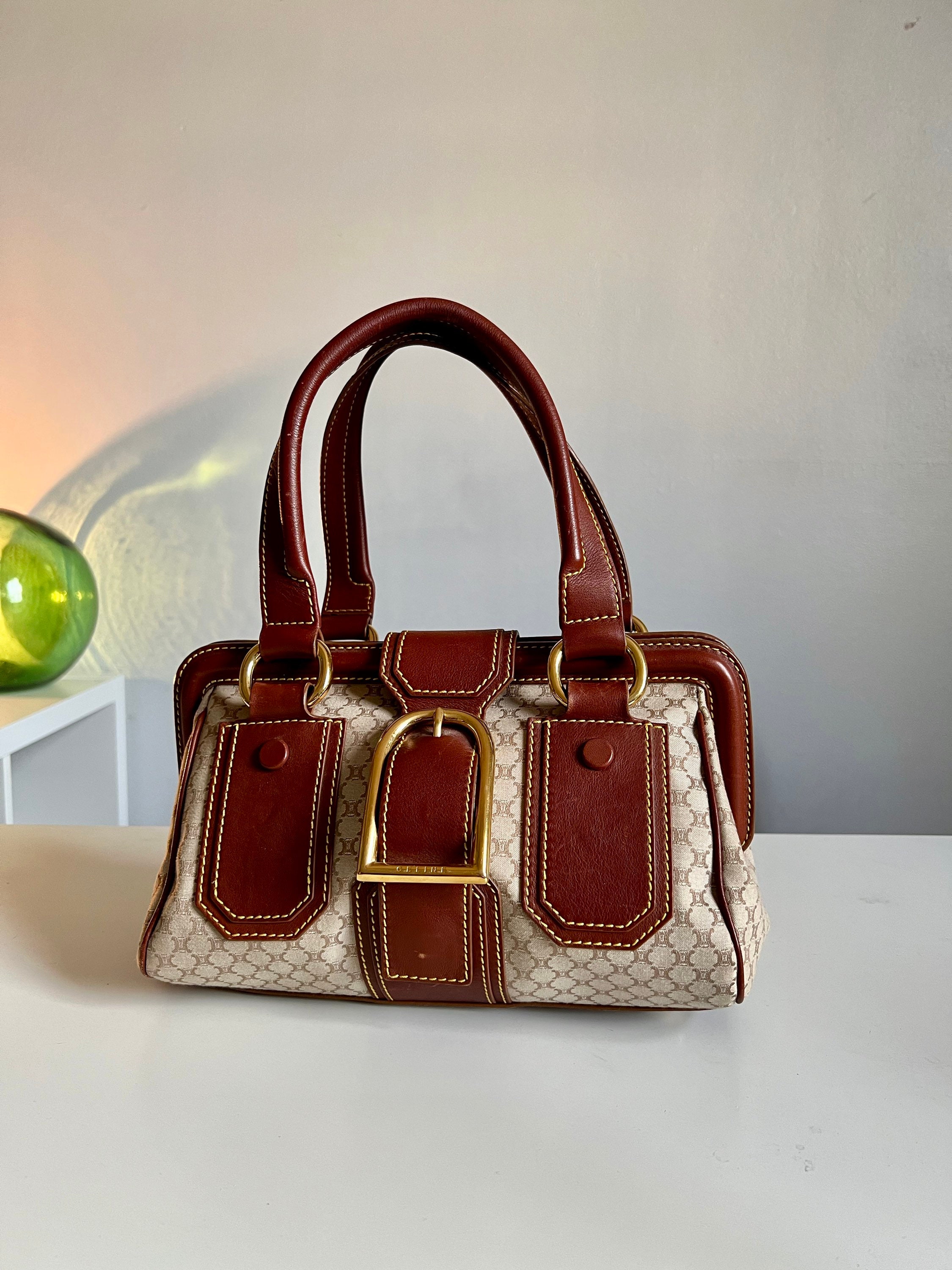 Authentic Vintage Celine Bag | CELINE Macadam Brown Canvas 