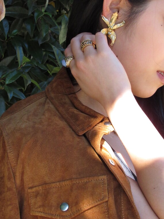 Vintage Gold Vermeil Statement Ring, Vintage Gold Rin… Gem