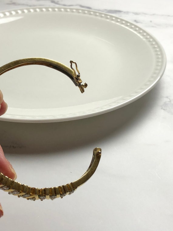 Vintage Cubic Zirconia Gold Vermeil Bangle Bracel… - image 6