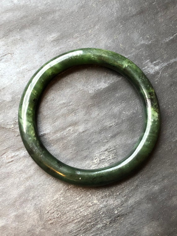 Antique Green Jade Bangle, Jade Bracelet, Vintage… - image 4