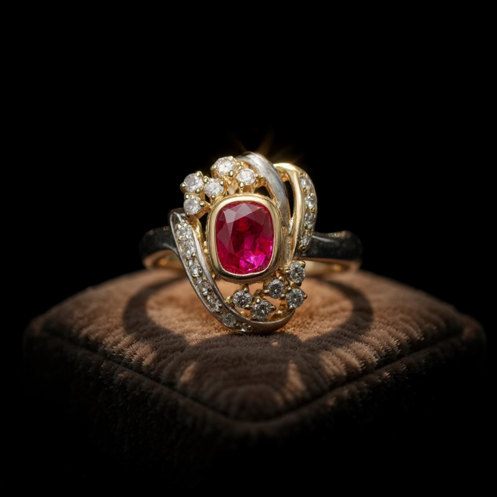 GIA Certified 1.62ct Burmese Ruby Ring in 18K Solid Gold & Platinum ...
