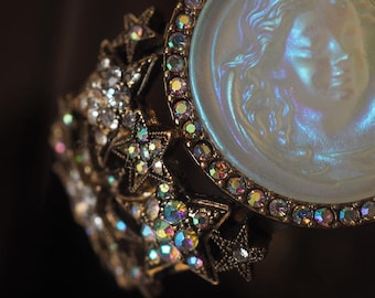 Vintage Kirks Folly Angel Cuff Bracelet: Rhinestone Crystal Bangle