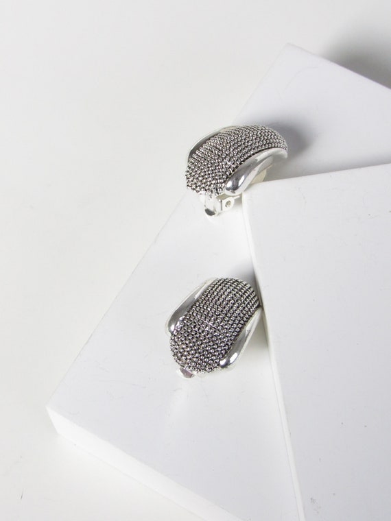 Vintage Modernism Scandinavian Silver Earrings, S… - image 1