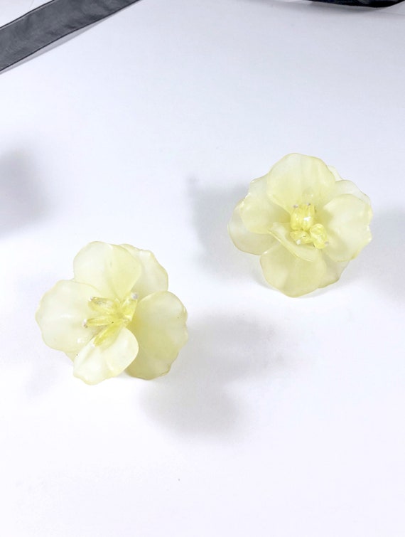 Vintage 60s Pastel Flower Statement Earrings, Vin… - image 3