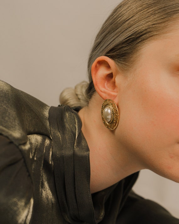 Vintage Pearl Statement Earrings, Pierced Earrings,Pe… Gem
