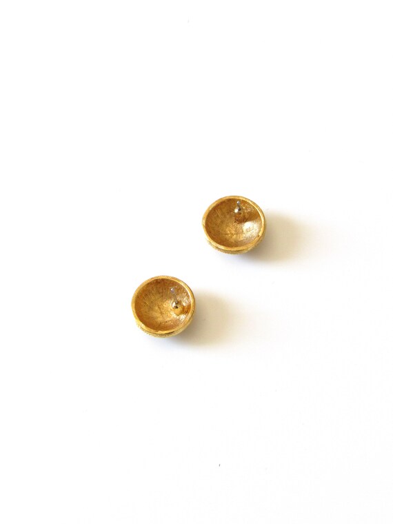 Vintage Gold Dome Earrings, Vintage Gold Earrings… - image 4