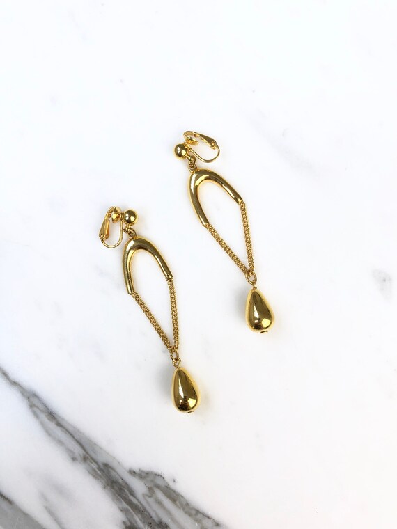 Vintage gold earrings | 70s Gold Earrings | Nina … - image 2