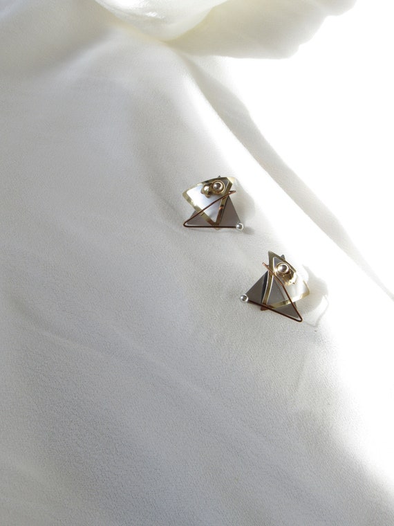 Vintage Geometric Sterling Silver Statement Earri… - image 3