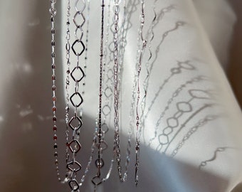 Solid 14k White Gold Delicate Chain Necklace, Real Solid 14k White Gold Chain, 14K gold vermeil chain, delicate white gold necklace
