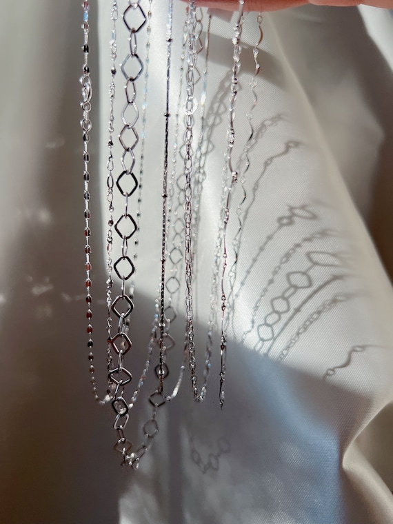 Solid 14k White Gold Delicate Chain Necklace, Real Solid 14k White Gold Chain, 14K gold vermeil chain, delicate white gold necklace