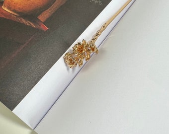 Lily Gold Hair Stick, Gold Hair Jewelry, Gold Hair Accessories, Gold Hair Pin, Floral Hair Stick, Wedding Hair Accessories
