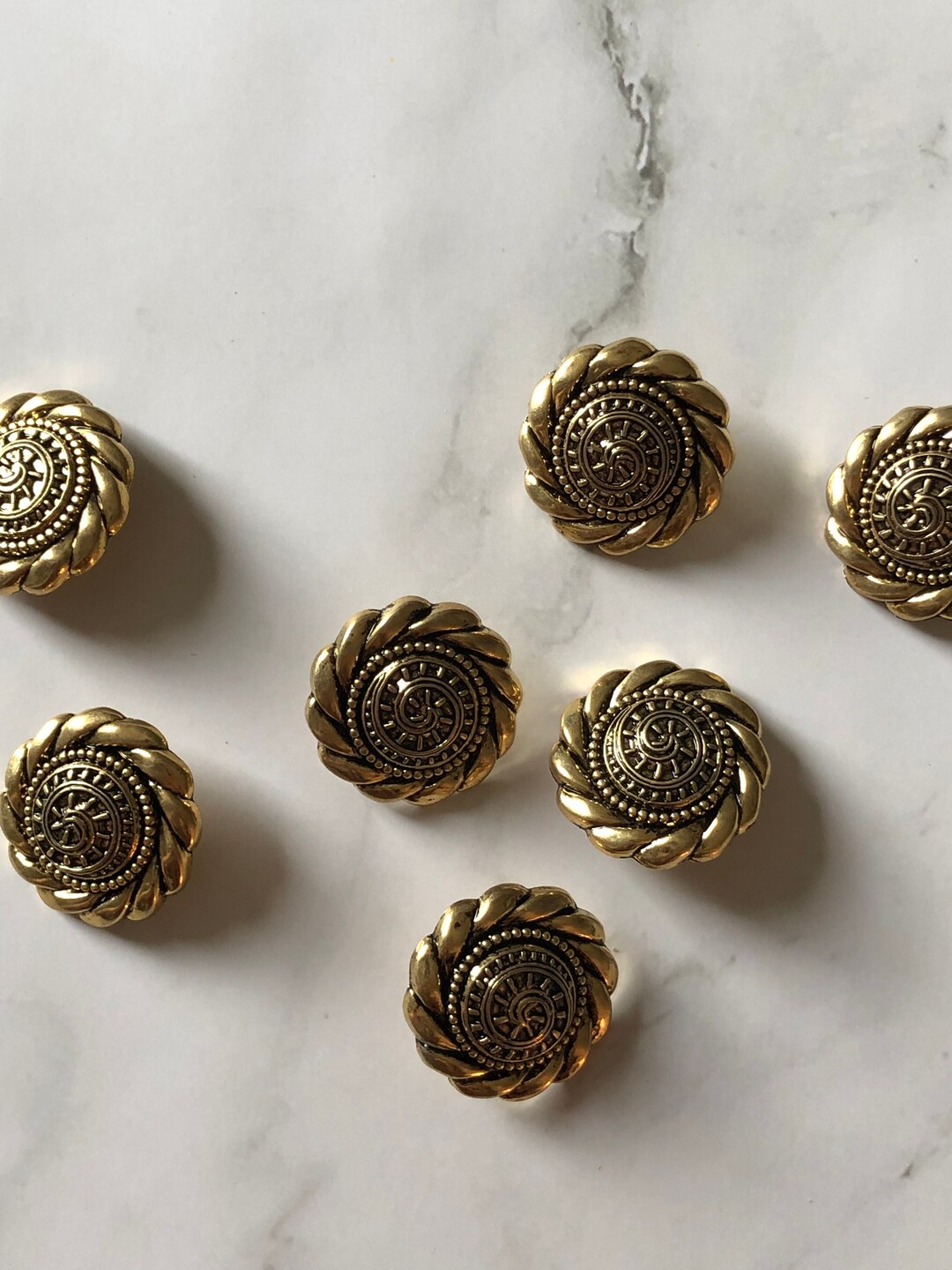 Flower Filigree Gold Vintage Metal Button Set of 7 Pcs - Etsy