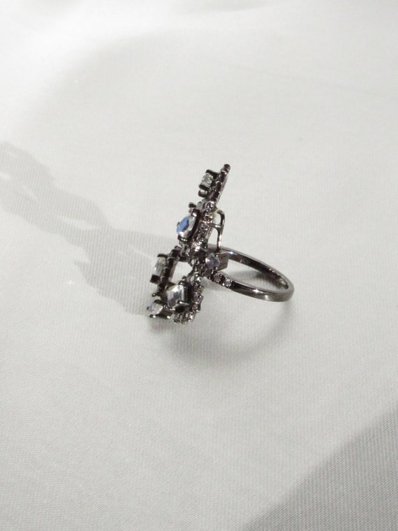 One-of-a-kind Natural Blue Moonstone Statement Ring, Design by BOITE LAQUE, Blue Moonstone Ring, Gemstone Ring View 5