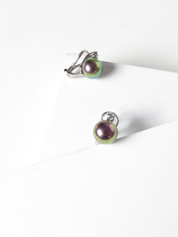 Unique Iridescent Pearl Earrings, Vintage Pearl Ea