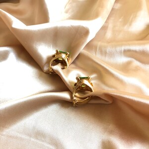 Green Step Cut Crystal Gold Earrings, Vintage Gold Earrings, Wedding Earrings, Victorian Green Earrings, Crystal Earrings image 6