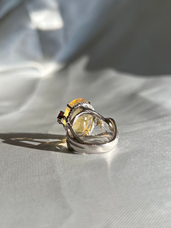 Dazzling Yellow Fire Opal Cocktail Ring with Cert… - image 4