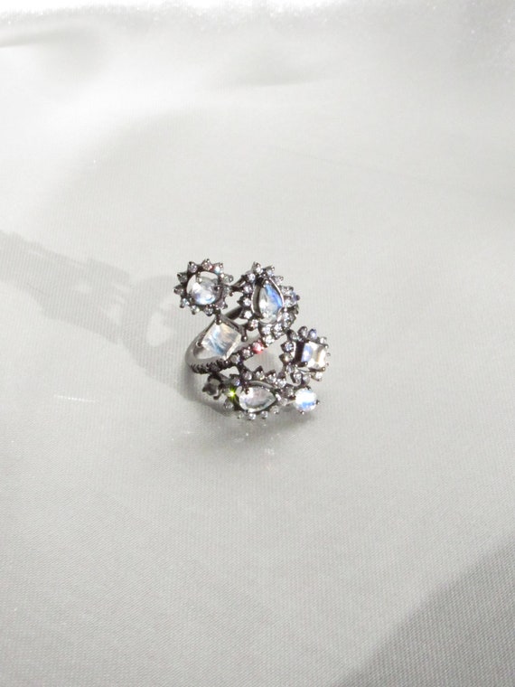 One-of-a-kind Natural Blue Moonstone Statement Ring, Design by BOITE LAQUE, Blue Moonstone Ring, Gemstone Ring View 3