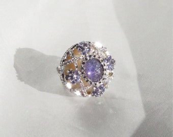 Natural Tanzanite Cocktail Ring with Certificate, Fine Jewelry Ring, Purple Gemstone Ring, Statement Ring,