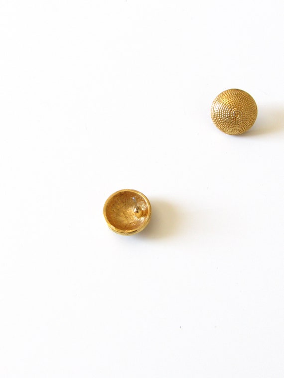 Vintage Gold Dome Earrings, Vintage Gold Earrings… - image 3