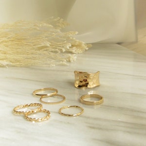 Gold Ring Set, Gold Ring, Gold Band Ring, Stacking Ring Set, Simple Ring, Thin Ring, Wide Band, Dainty Ring