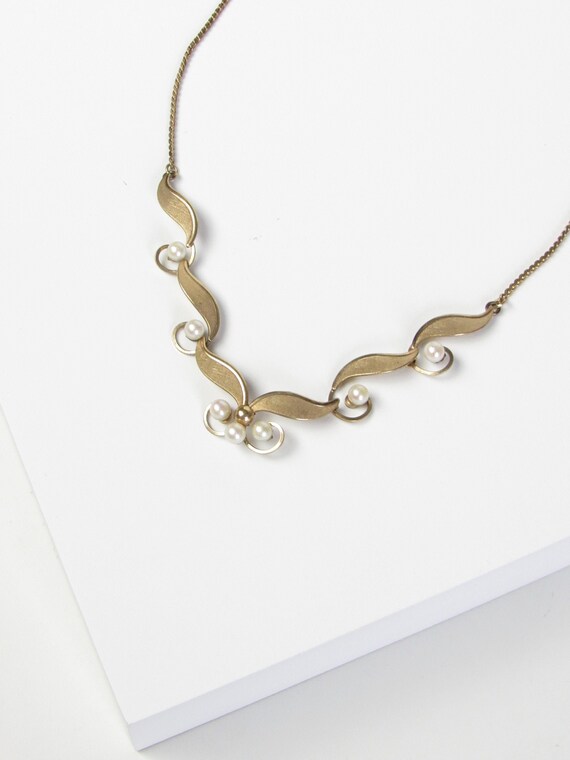 VanDell Art Nouveau Pearl Gold Choker Necklace, Vi