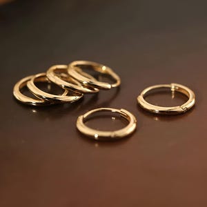 18K Solid Gold Tiny Hoop Earrings | 10mm, 12mm, 15mm Dainty Hoops for Everyday Wear | Perfect for Charms, Cartilage, and Minimalist Style