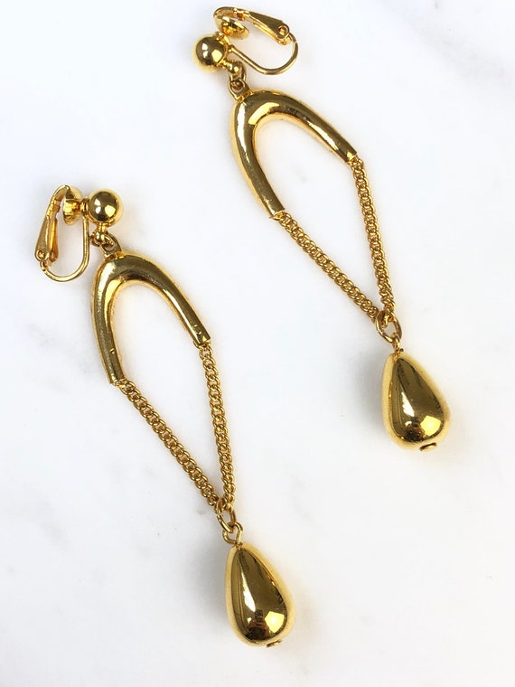 Vintage gold earrings | 70s Gold Earrings | Nina … - image 3