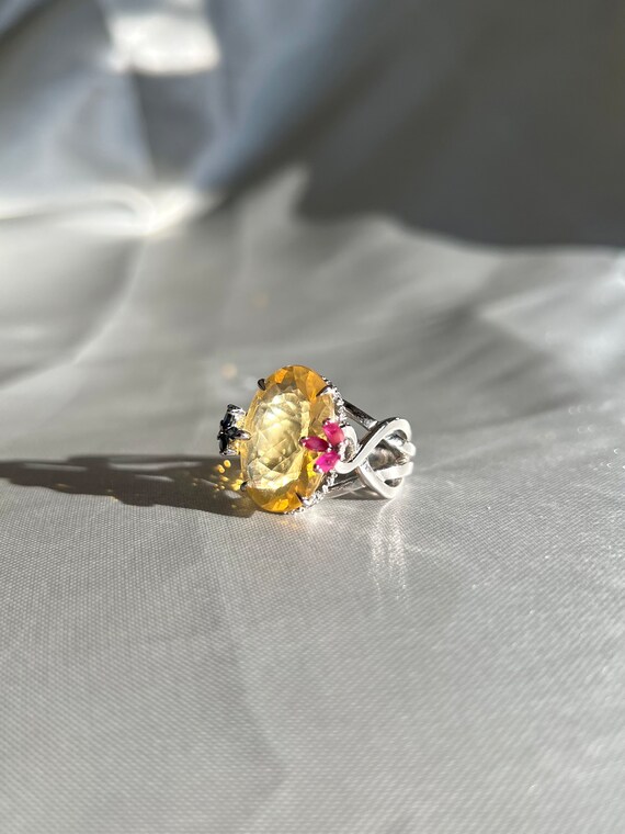 Dazzling Yellow Fire Opal Cocktail Ring with Cert… - image 6
