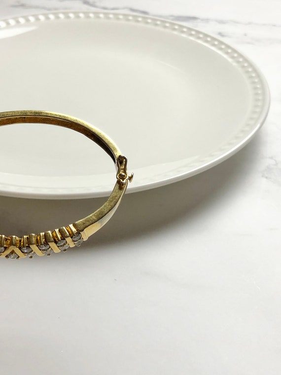 Vintage Cubic Zirconia Gold Vermeil Bangle Bracel… - image 5
