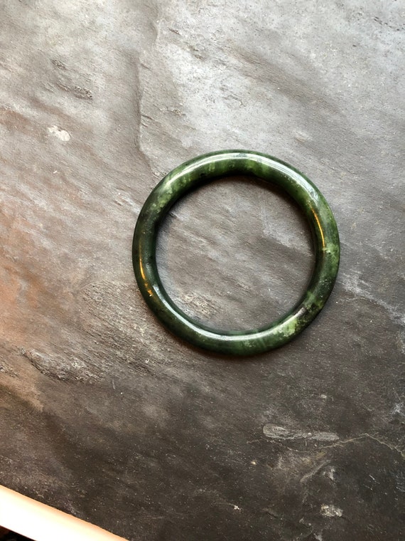 Antique Green Jade Bangle, Jade Bracelet, Vintage… - image 2